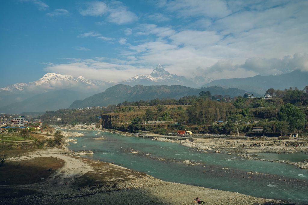 Damnside image of Pokhara where theimage shows the river and the dam near it 
