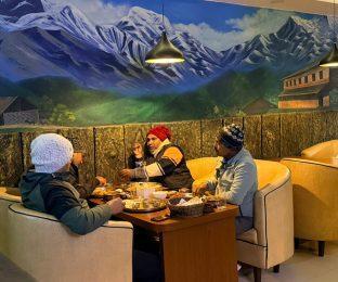 Delicious dinner served at Hotel Janani, an affordable hotel in Pokhara