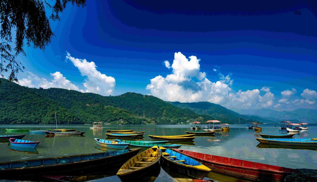Image of boat which are ready to use in lake side pokhara nepal 