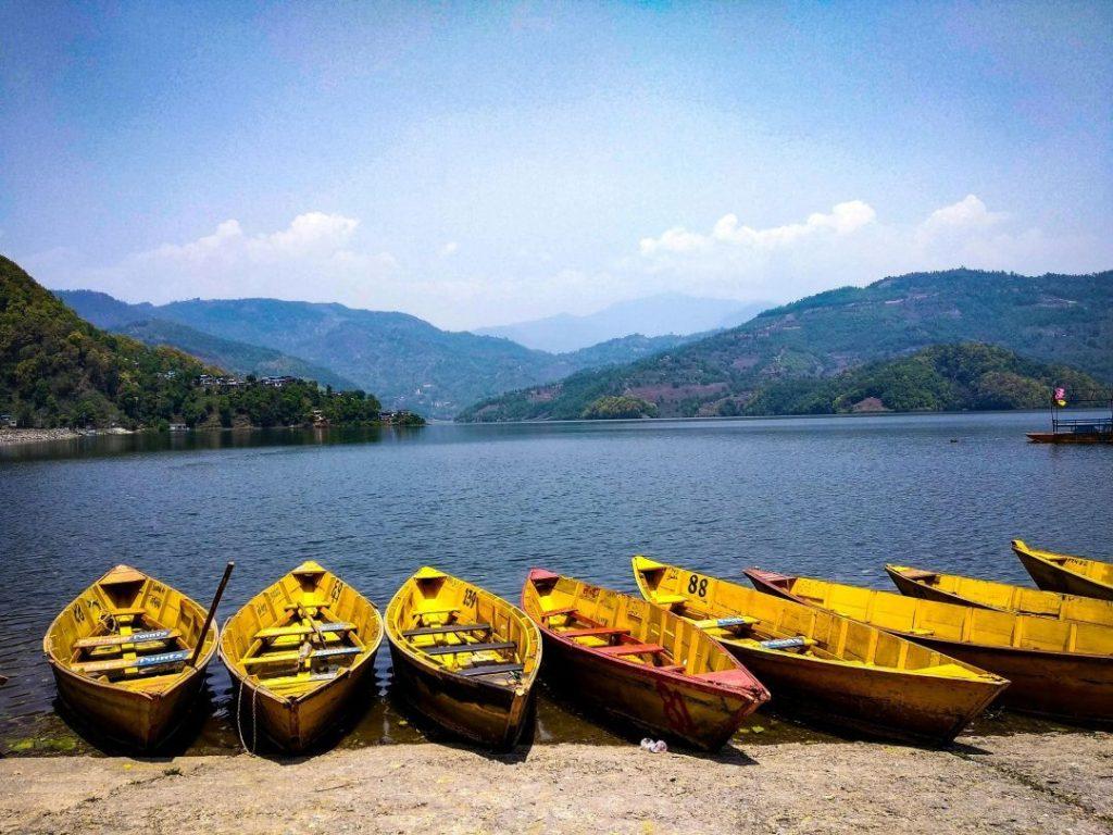 Peaceful view of Begnas Lake surrounded by hills near Pokhara, Nepal