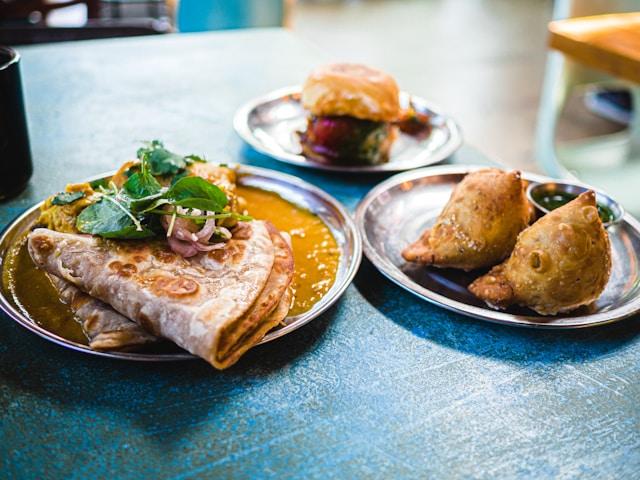 Local Nepali food served on a plate in Pokhara, including traditional dishes